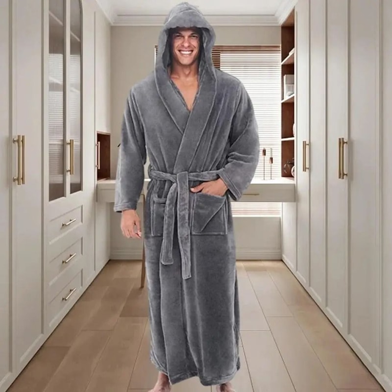 UltraSoft Plush Hooded Bathrobe FullLength Fluffy Winter Loungewear 3