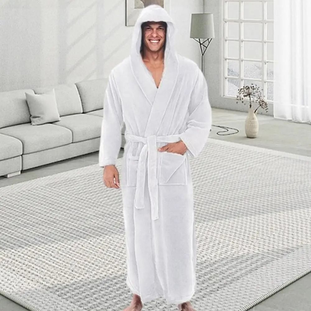 UltraSoft Plush Hooded Bathrobe FullLength Fluffy Winter Loungewear 4