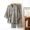 Mens Cotton Jacquard Kimono Pajama Set Breathable 2Piece Home Gown 9