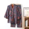 Mens Cotton Jacquard Kimono Pajama Set Breathable 2Piece Home Gown 8