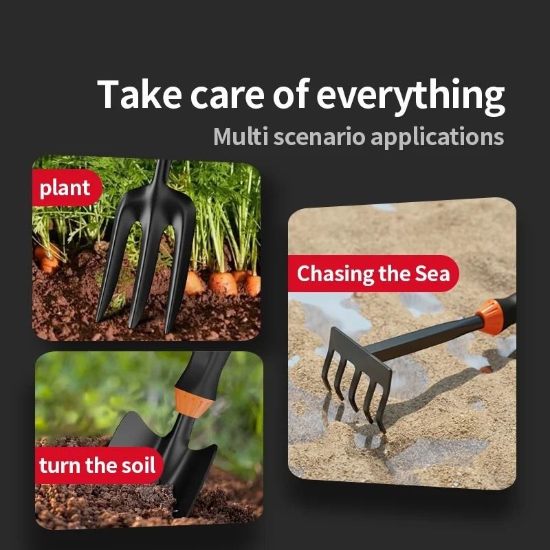 HeavyDuty Ergonomic Gardening Tools Essential Hand Shovel Rake Set 2