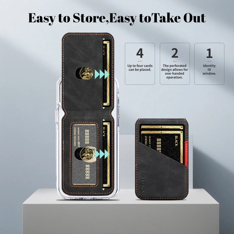 Detachable Leather Magnetic Wallet Phone Stand Premium Card Holder For MagSafe 5