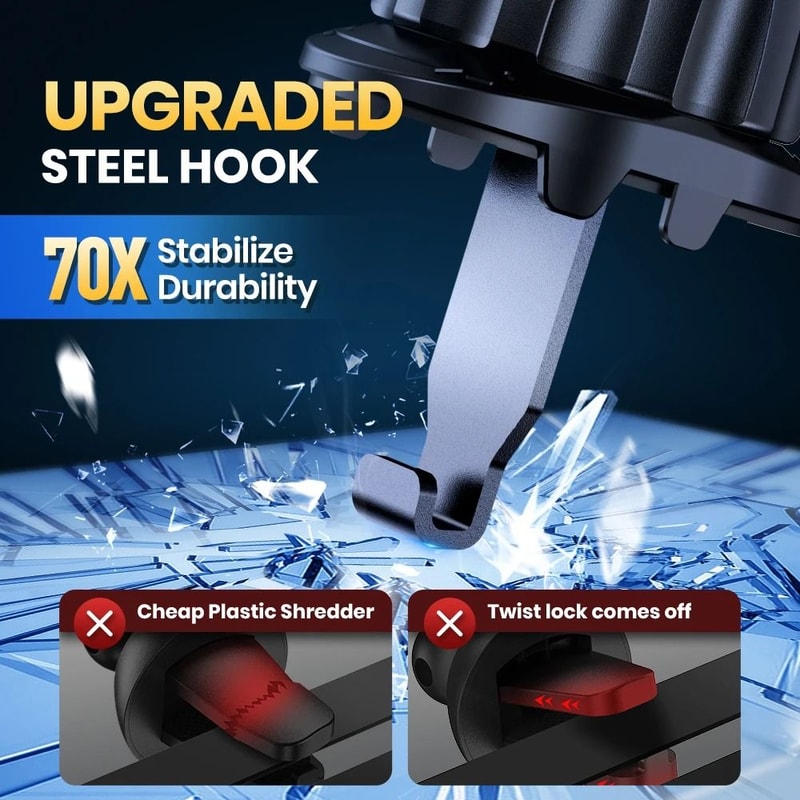Premium Magnetic Car Phone Mount IndustrialStrength Metal Hook Vent Clip 4