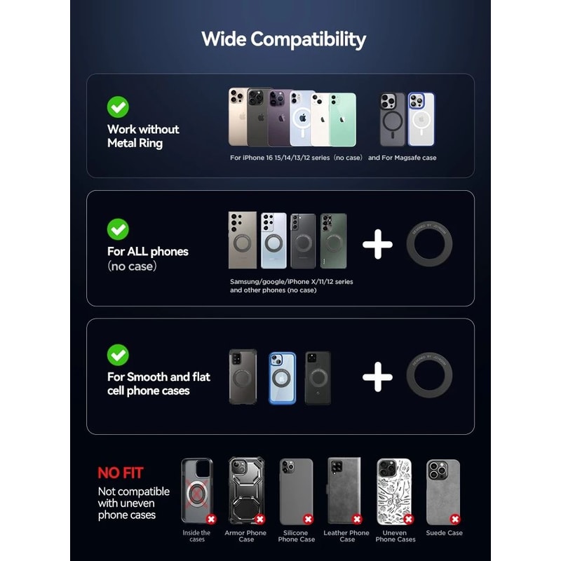 Magnetic Car Mount Wireless Charger 15W Fast Charging Rotatable Panel 6