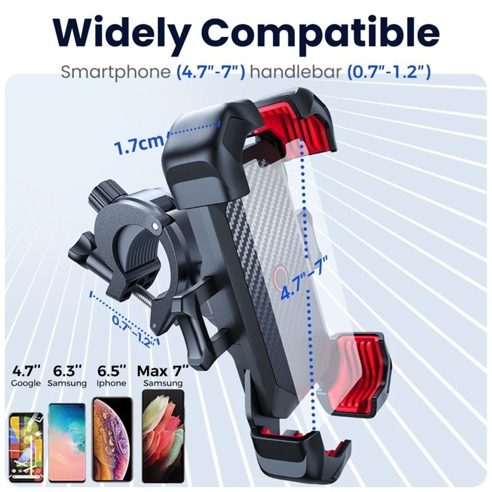 Shockproof Motorcycle Bicycle Phone Holder 360 Universal View Mount 6