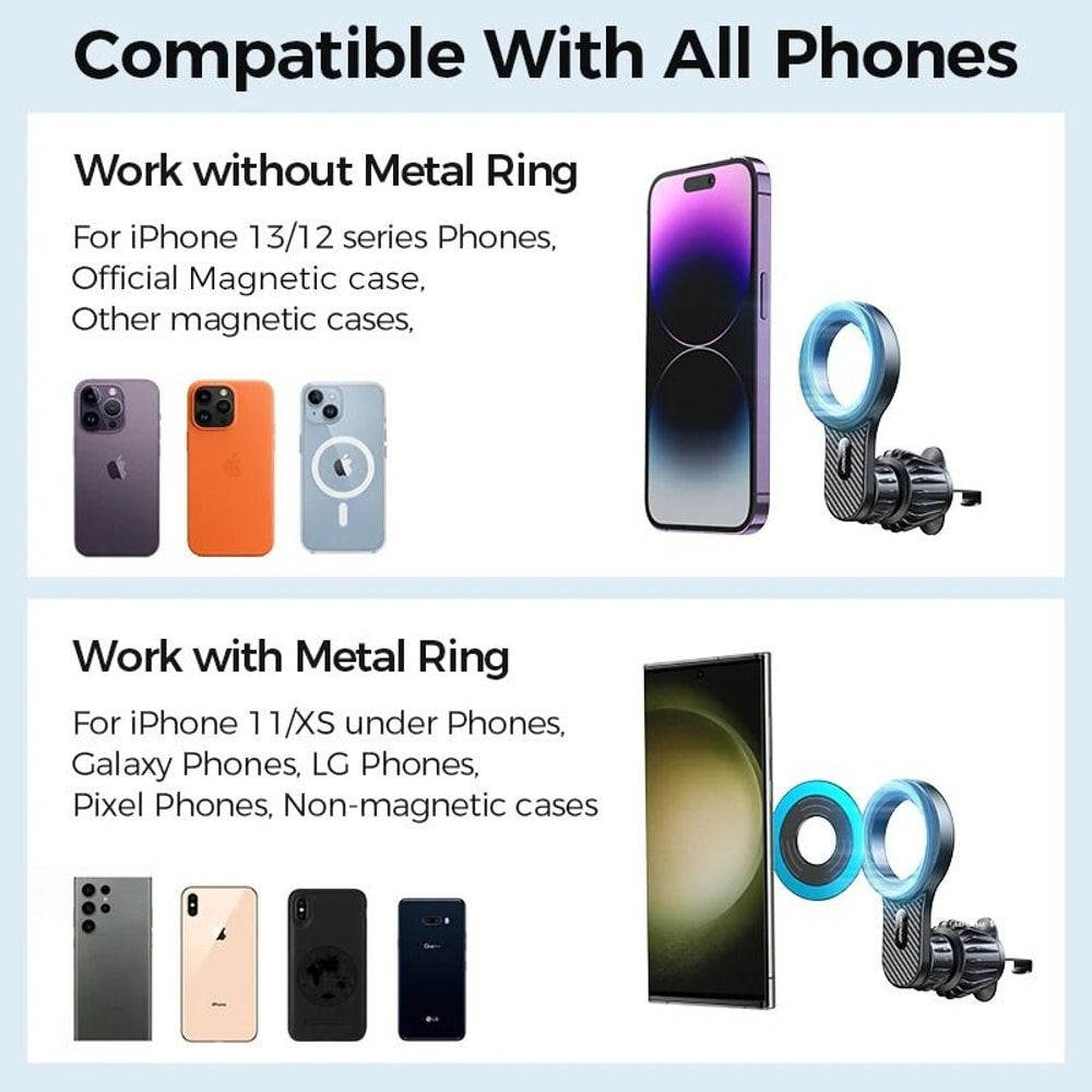 Universal Magnetic Car Phone Holder Strong AllMetal Foldable Mount 6