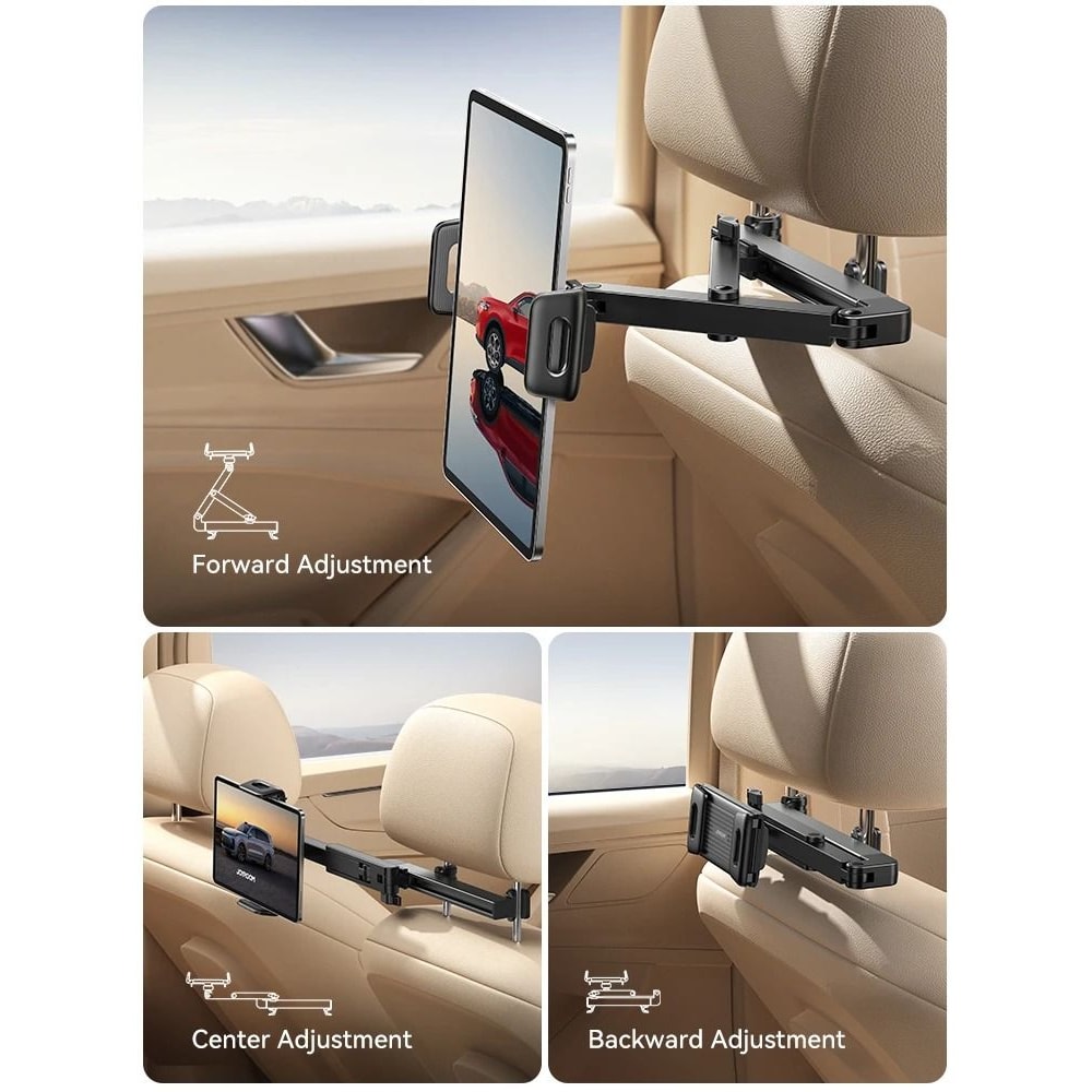 3in1 Car Headrest Tablet Holder Ultimate Backseat Road Trip Mount 3