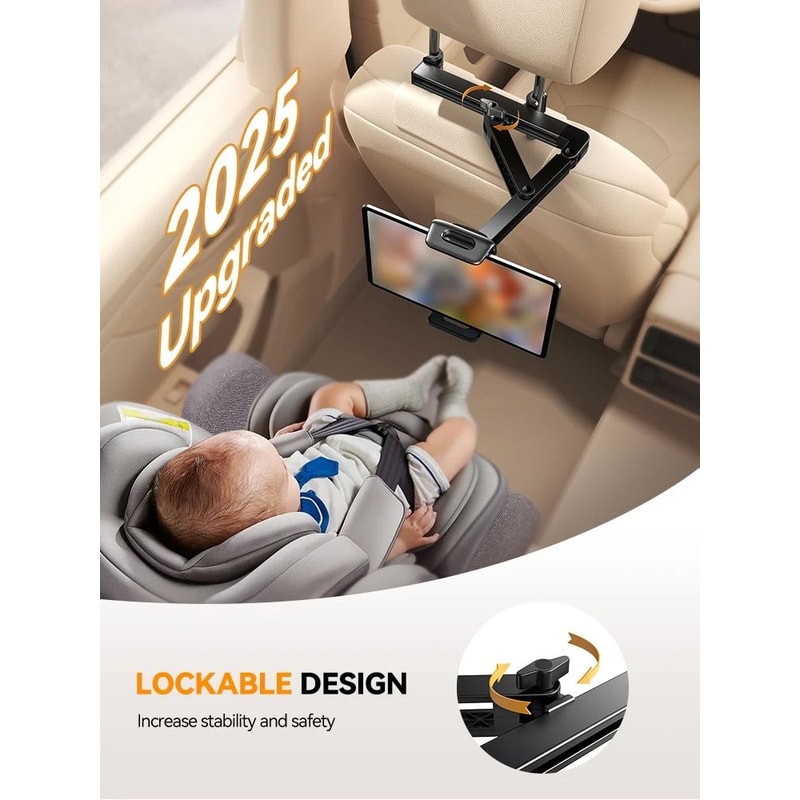 3in1 Car Headrest Tablet Holder Ultimate Backseat Road Trip Mount 4
