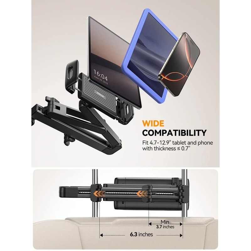 3in1 Car Headrest Tablet Holder Ultimate Backseat Road Trip Mount 5