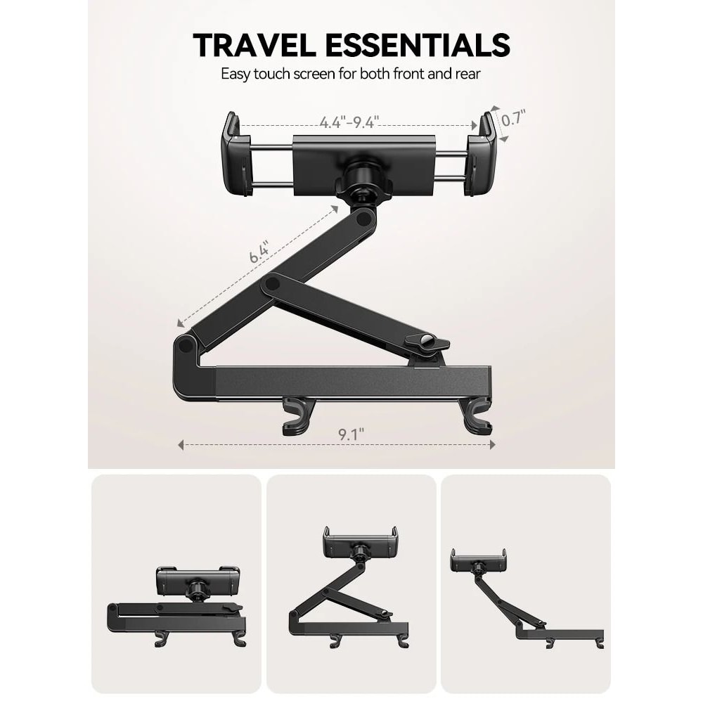 3in1 Car Headrest Tablet Holder Ultimate Backseat Road Trip Mount 6