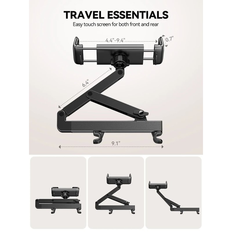 3in1 Car Headrest Tablet Holder Ultimate Backseat Road Trip Mount 6