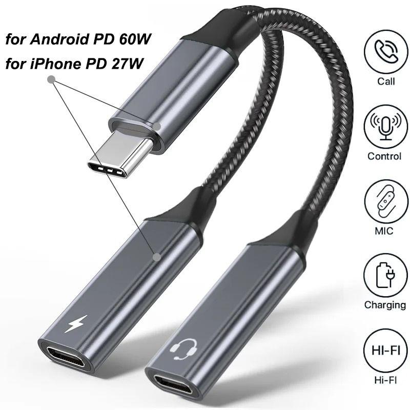 USBC To 35mm Audio 60W PD Fast Charging Adapter 7
