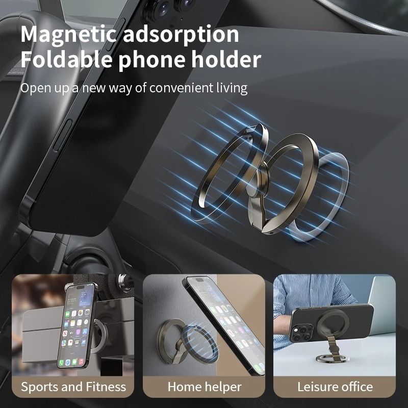 Double Magnetic Phone Ring Stand UltraStrong Foldable Metal Bracket 3
