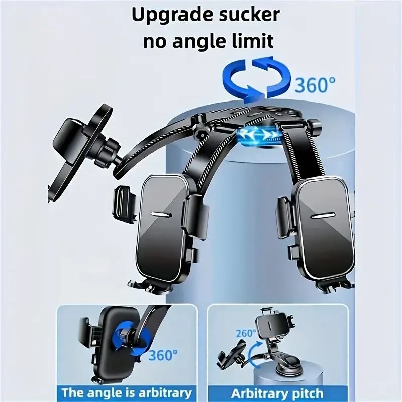 360 Rotatable Multifunctional Car Phone Holder Strong Vacuum Suction Mount 4
