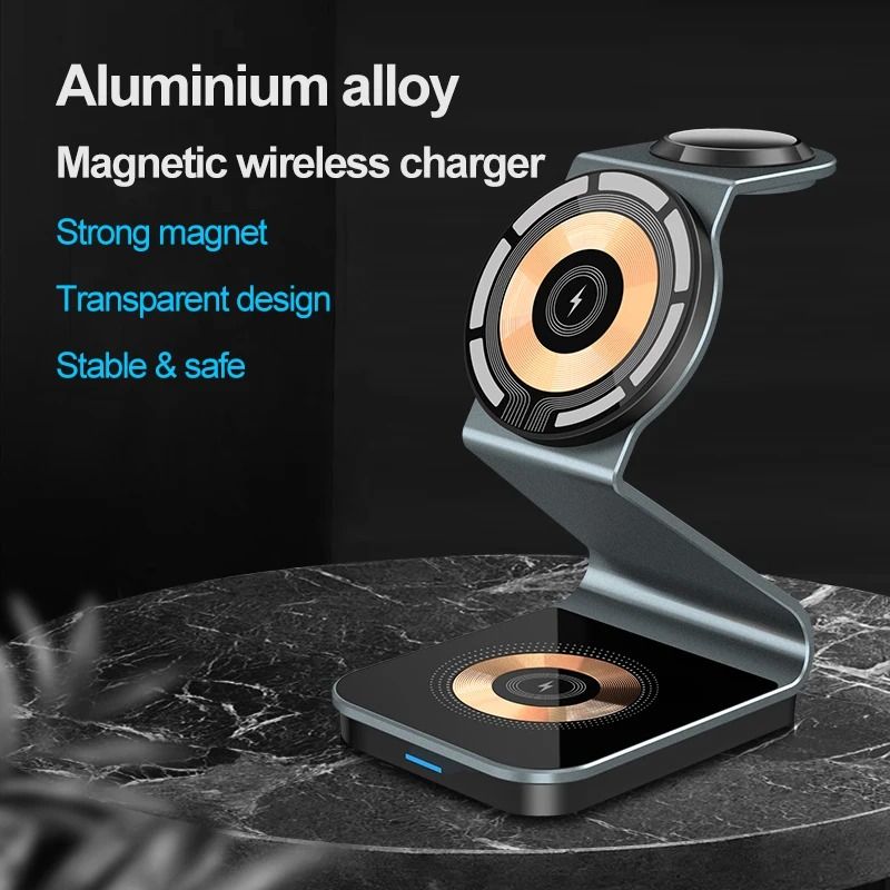 3in1 Magnetic Wireless Charging Station Dual 15W HighSpeed Power 2