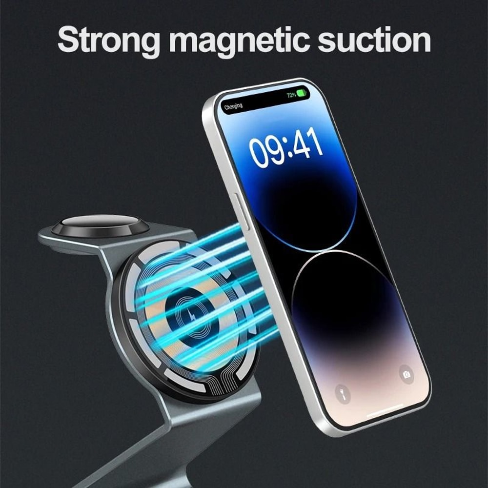 3in1 Magnetic Wireless Charging Station Dual 15W HighSpeed Power 4