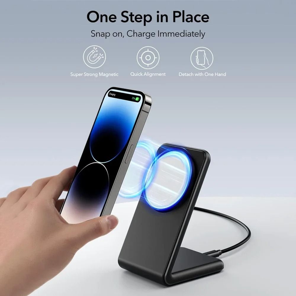 Magnetic Fast Wireless Charger 15W Rapid Desktop Dock Stand 4