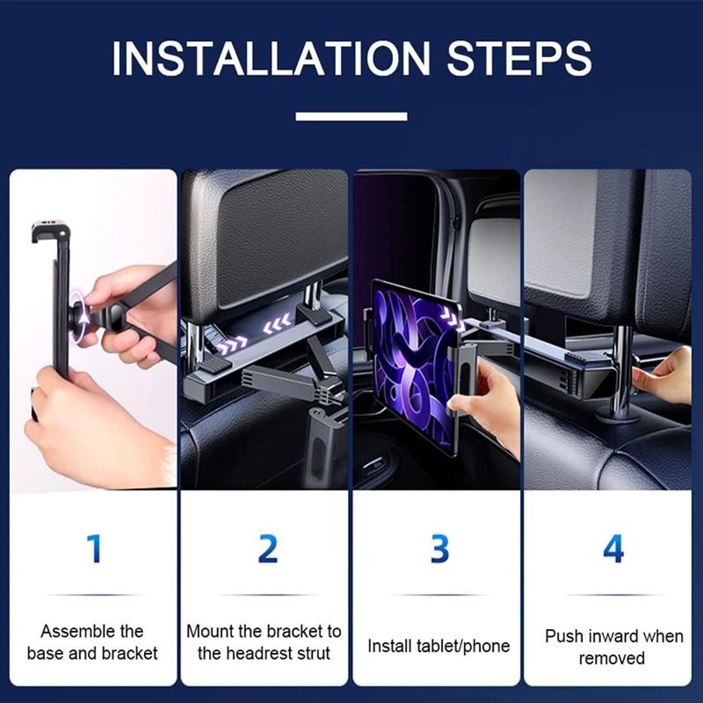 Telescopic Car Headrest Mount AntiShake Tablet And Phone Holder 6