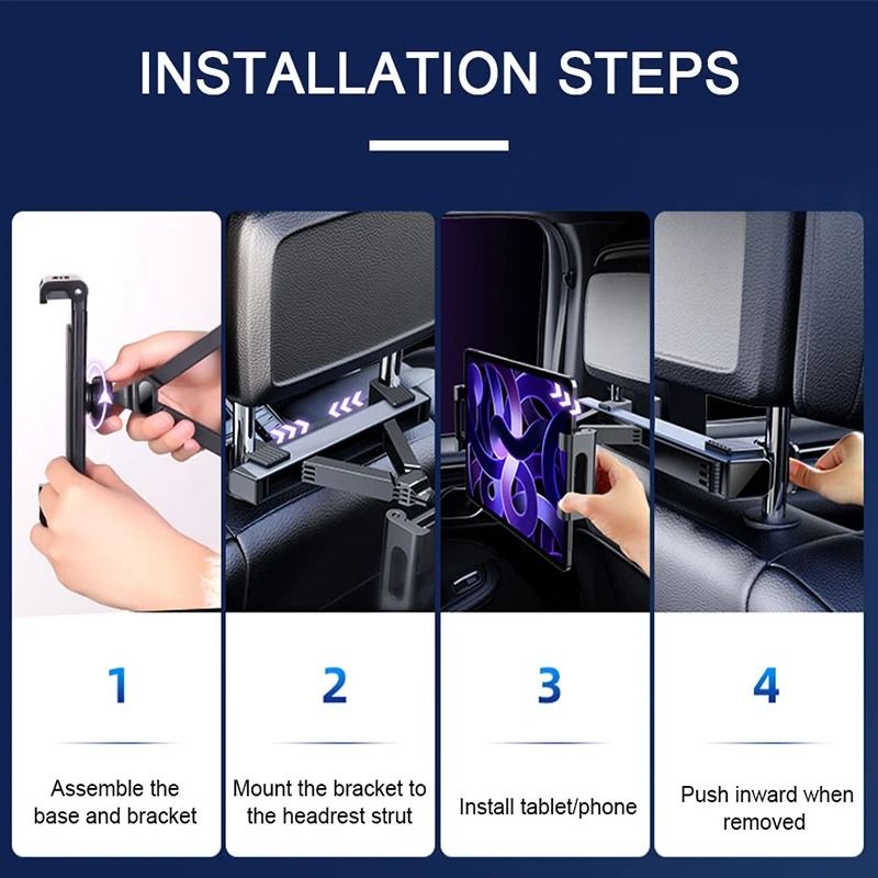 Telescopic Car Headrest Mount AntiShake Tablet And Phone Holder 6