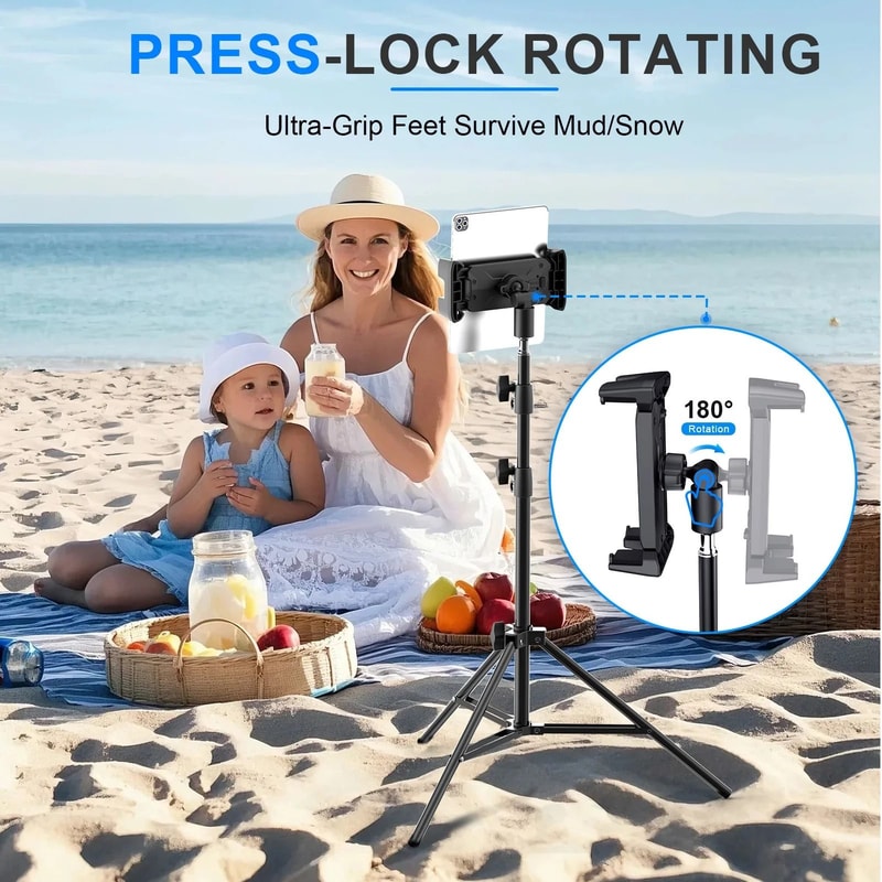 Tripod Floor Tablet Stand Adjustable HeavyDuty Tablet Support 5
