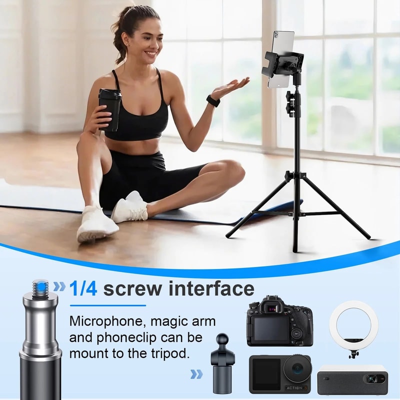 Tripod Floor Tablet Stand Adjustable HeavyDuty Tablet Support 6