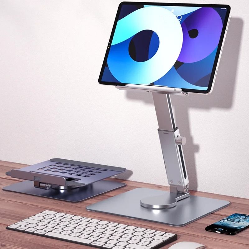 Aluminum Desktop Tablet Stand HeavyDuty 360 Rotating Riser 0