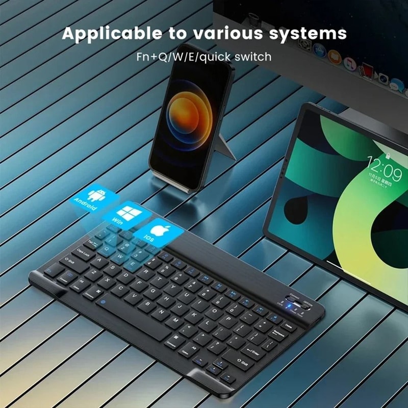 Slim Wireless Bluetooth Keyboard Universal Rechargeable Portable Deck 3