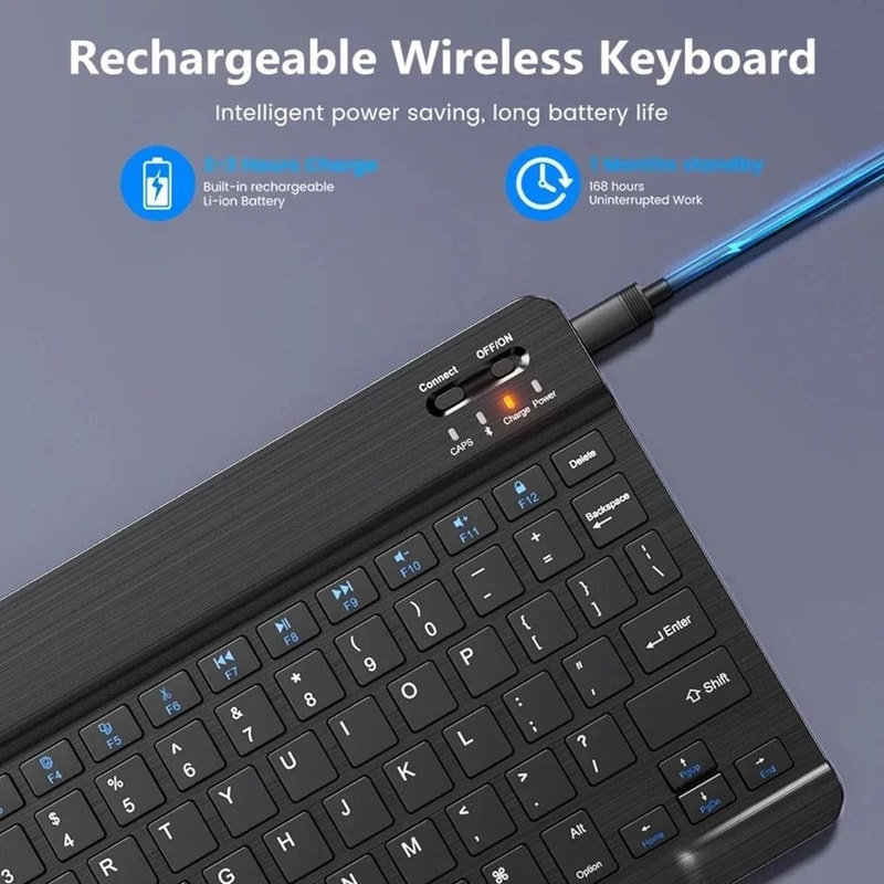 Slim Wireless Bluetooth Keyboard Universal Rechargeable Portable Deck 4