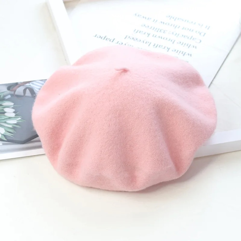 Soft wool beret for winter fashion