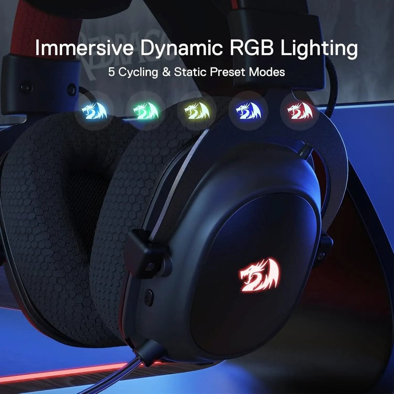 RGB Wireless Gaming Headset 71 Surround Sound 53mm Audio Drivers 3