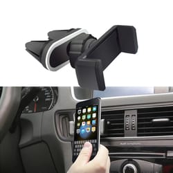 dual-clip air vent car mount – universal 360° rotating smartphone cradle