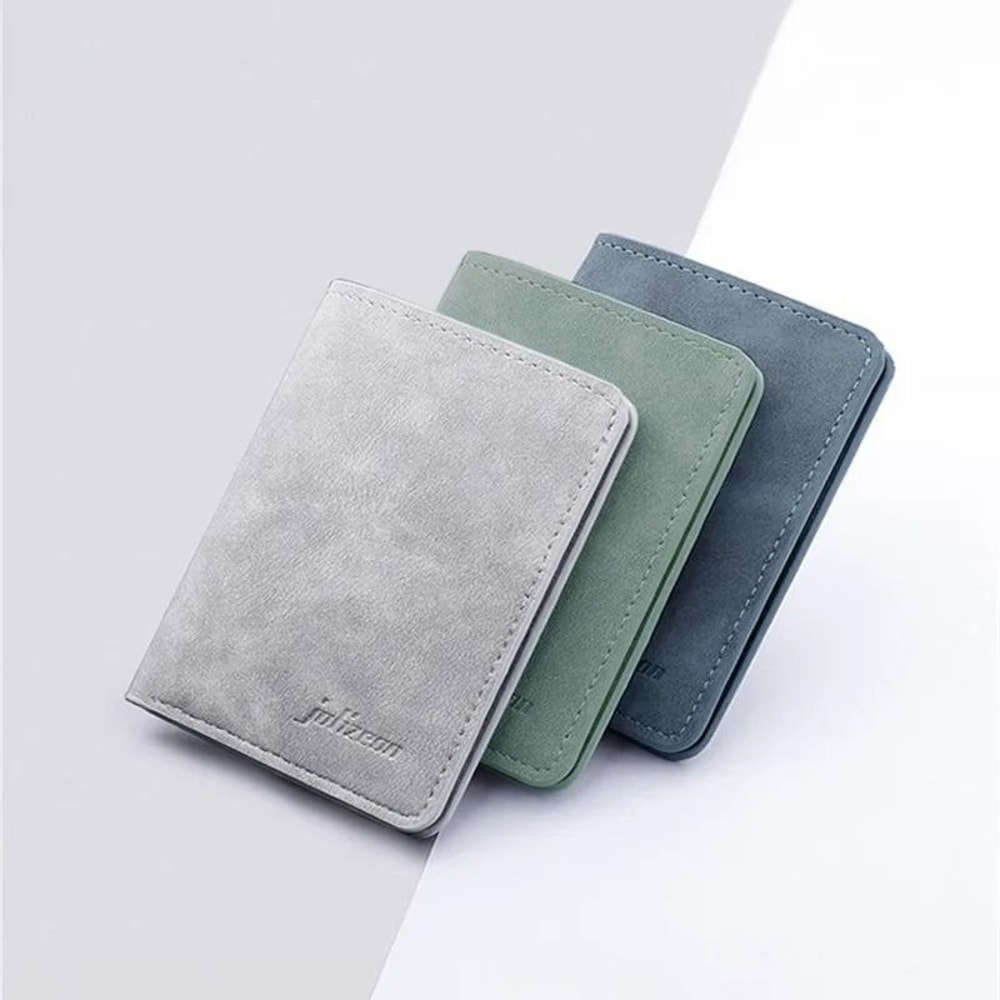 Mini Thin Vertical Wallet Slim PU Leather Card Holder Coin Pouch 0