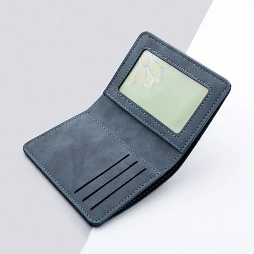 Mini Thin Vertical Wallet Slim PU Leather Card Holder Coin Pouch 3