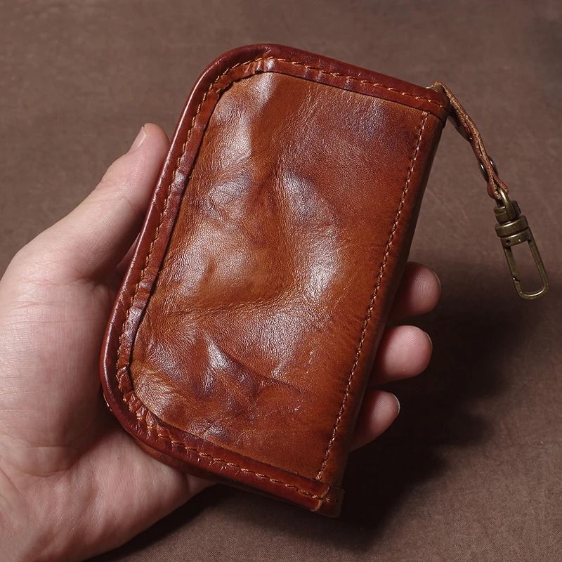 Genuine Leather Car Key Bag Luxury Vintage Multipurpose Wallet Organizer 1