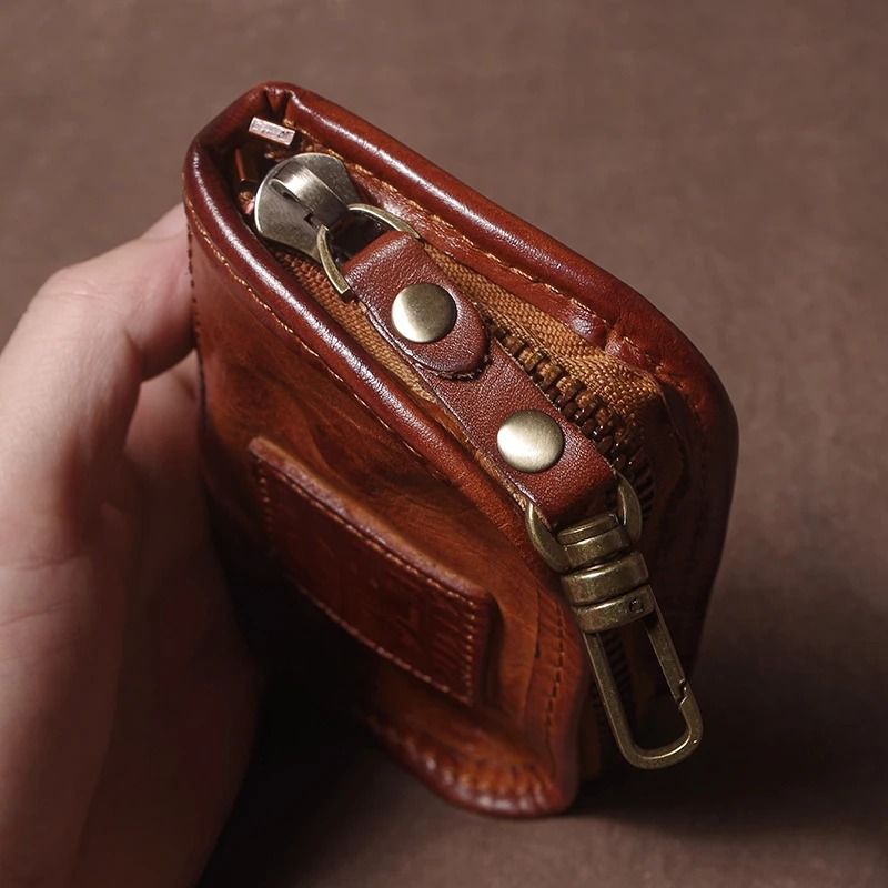 Genuine Leather Car Key Bag Luxury Vintage Multipurpose Wallet Organizer 2