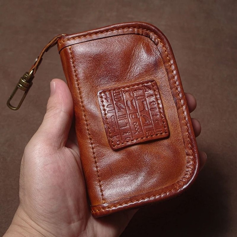 Genuine Leather Car Key Bag Luxury Vintage Multipurpose Wallet Organizer 7
