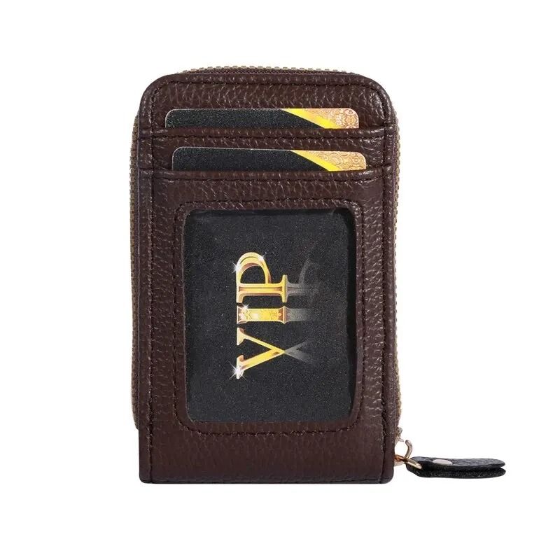 Vintage RFIDBlocking Card Case Luxury PU Leather Secure Zipper Wallet 7