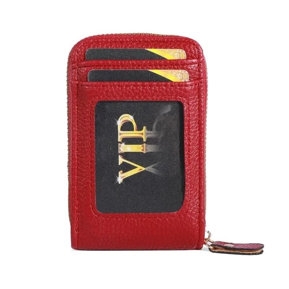 Vintage RFIDBlocking Card Case Luxury PU Leather Secure Zipper Wallet 9