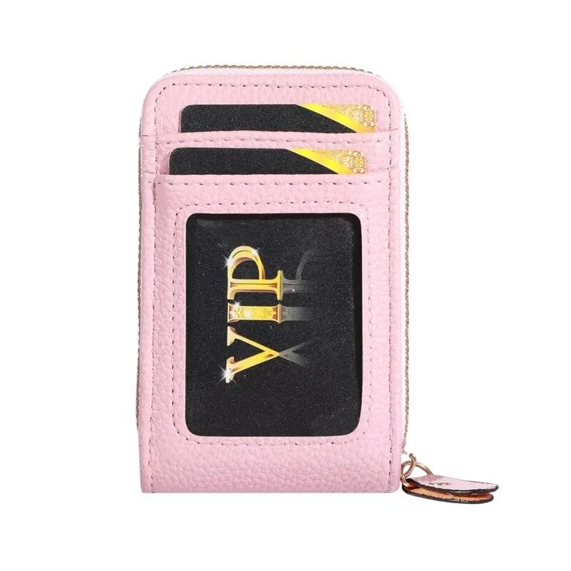 Vintage RFIDBlocking Card Case Luxury PU Leather Secure Zipper Wallet 12