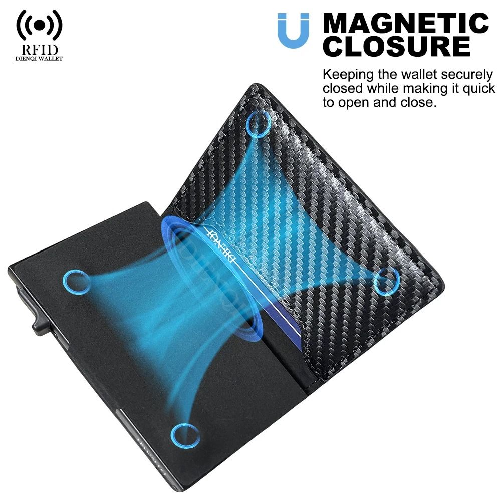 Magnetic Minimalist Wallet Luxury RFIDBlocking PopUp Cardholder 5