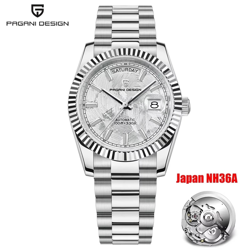 Automatic DayDate Mechanical Watch Luxury NH36A Movement Sapphire Timepiece 10