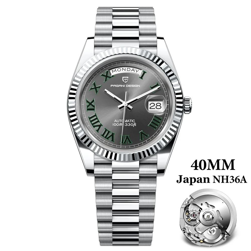 Automatic DayDate Mechanical Watch Luxury NH36A Movement Sapphire Timepiece 5