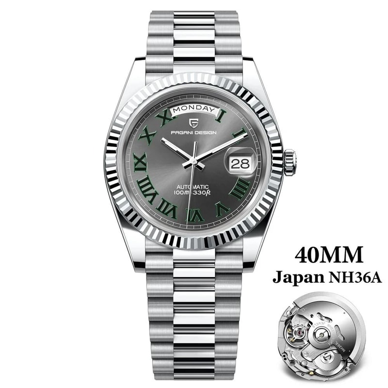Automatic DayDate Mechanical Watch Luxury NH36A Movement Sapphire Timepiece 5