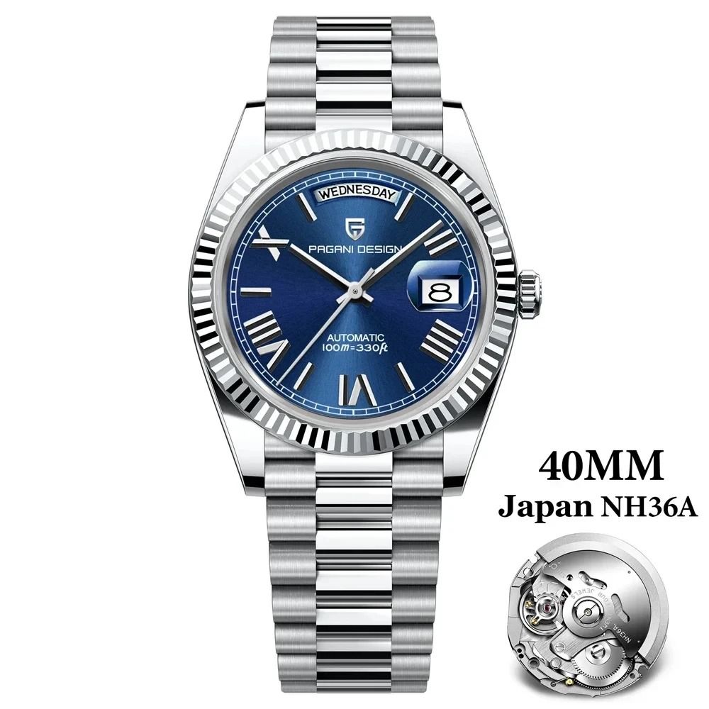 Automatic DayDate Mechanical Watch Luxury NH36A Movement Sapphire Timepiece 18