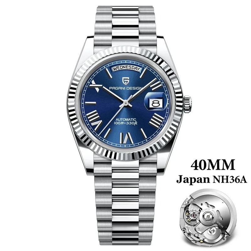 Automatic DayDate Mechanical Watch Luxury NH36A Movement Sapphire Timepiece 18