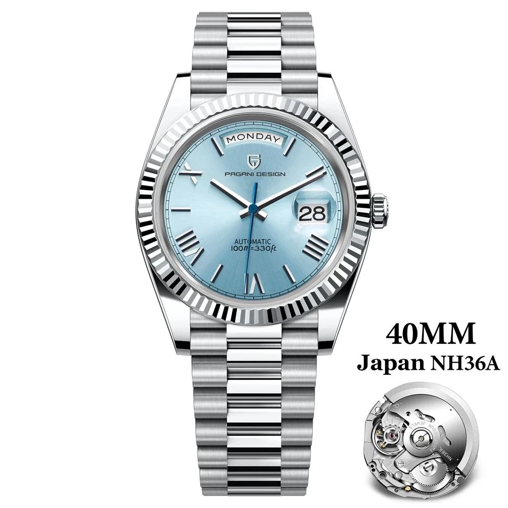 Automatic DayDate Mechanical Watch Luxury NH36A Movement Sapphire Timepiece 19