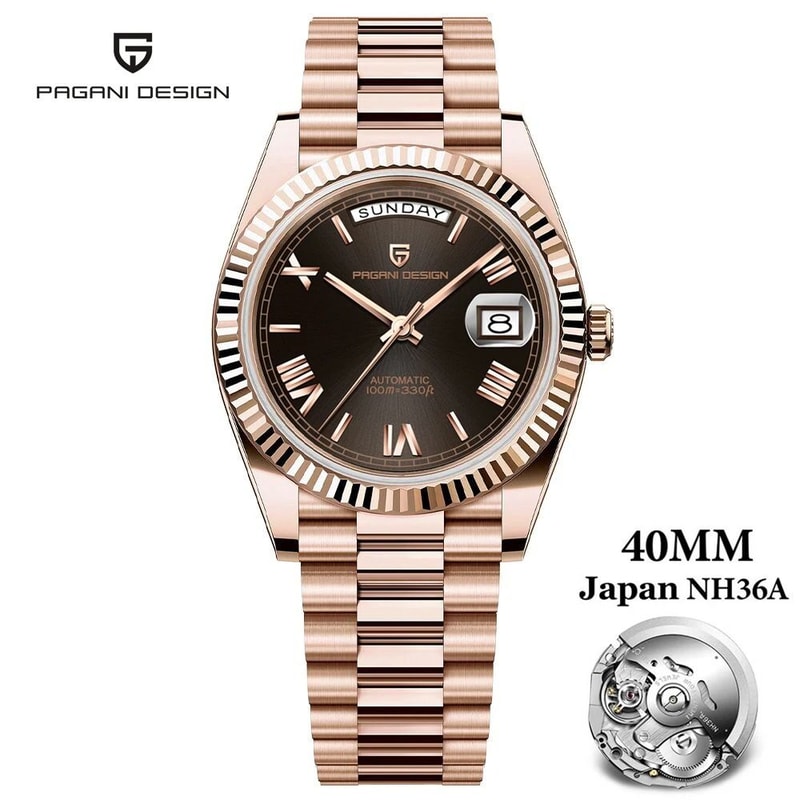 Automatic DayDate Mechanical Watch Luxury NH36A Movement Sapphire Timepiece 24