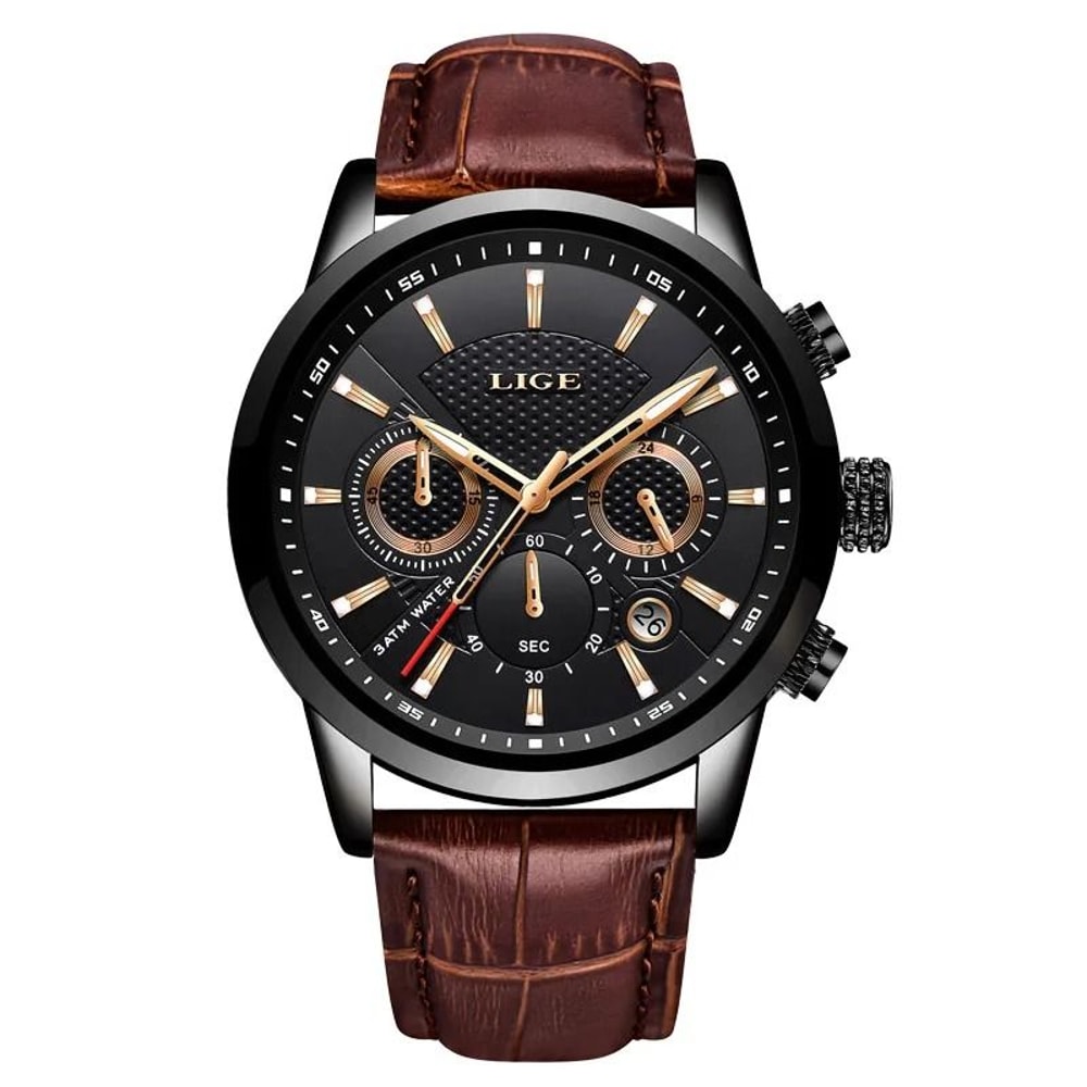 Luxury Chronograph Sport Watch Business Casual Leather Date Timepiece 7