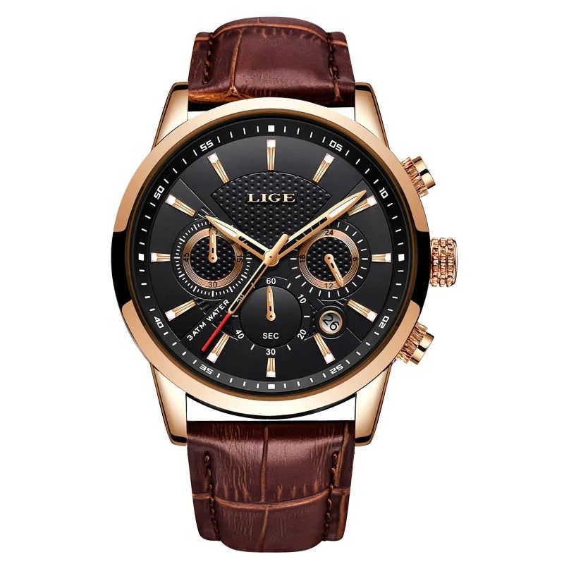 Luxury Chronograph Sport Watch Business Casual Leather Date Timepiece 8