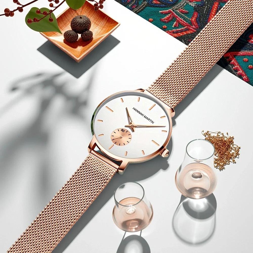 Minimalist Dress Watch HighPrecision Quartz Stainless Steel Mesh Timepiece 3